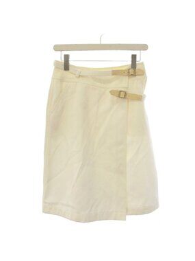 Chanel Wrap Skirt Knee Length Denim 34 White